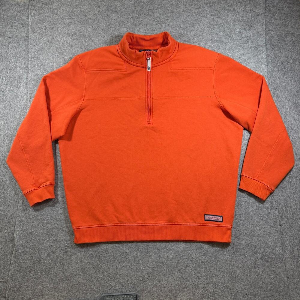 Vineyard Vines Heavyweight 1/4 Zip Sweatshirt Mens XL Orange Pullover Preppy